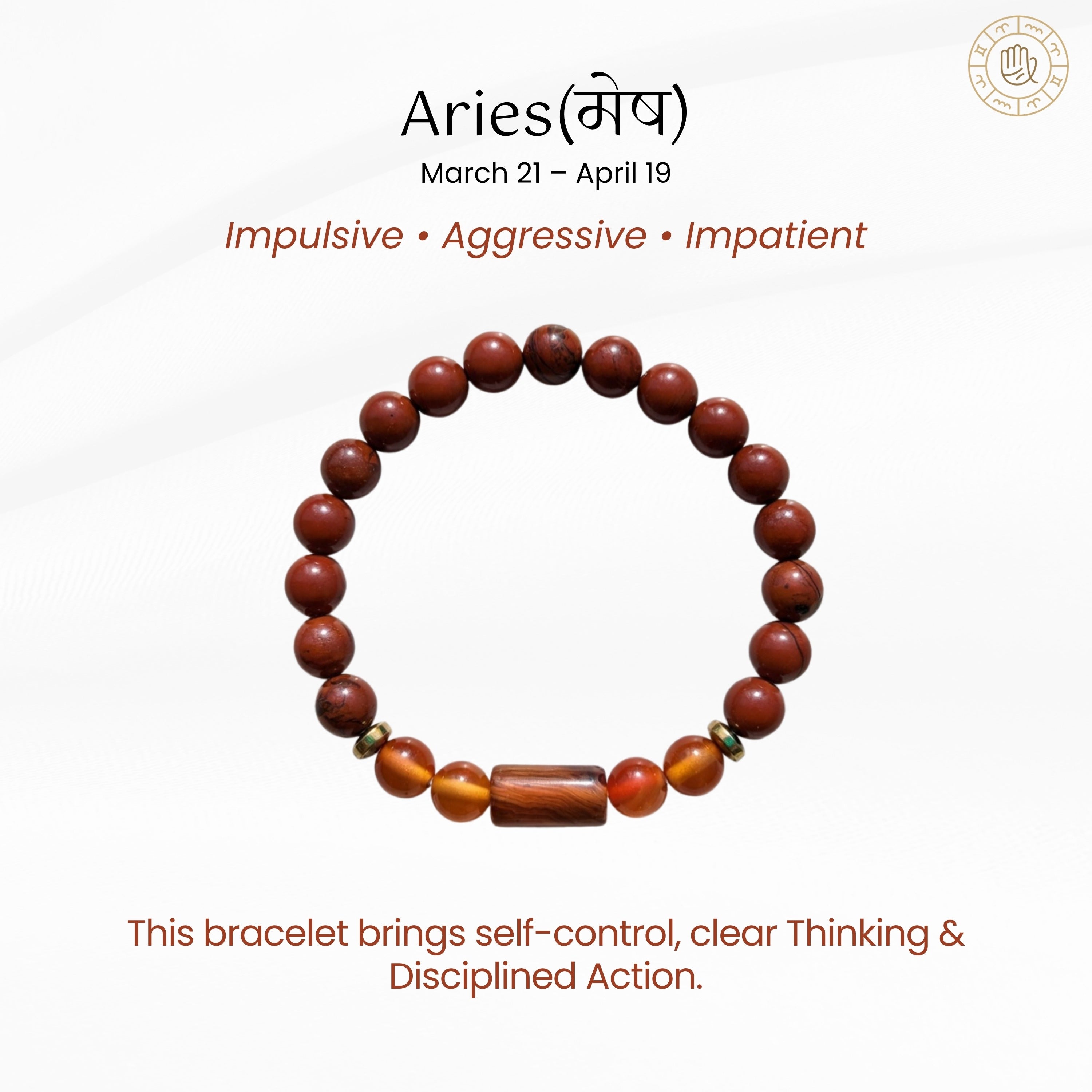 Aries Zodiac Bracelet for Confidence & Self-Control | Crystal Energy Bracelet