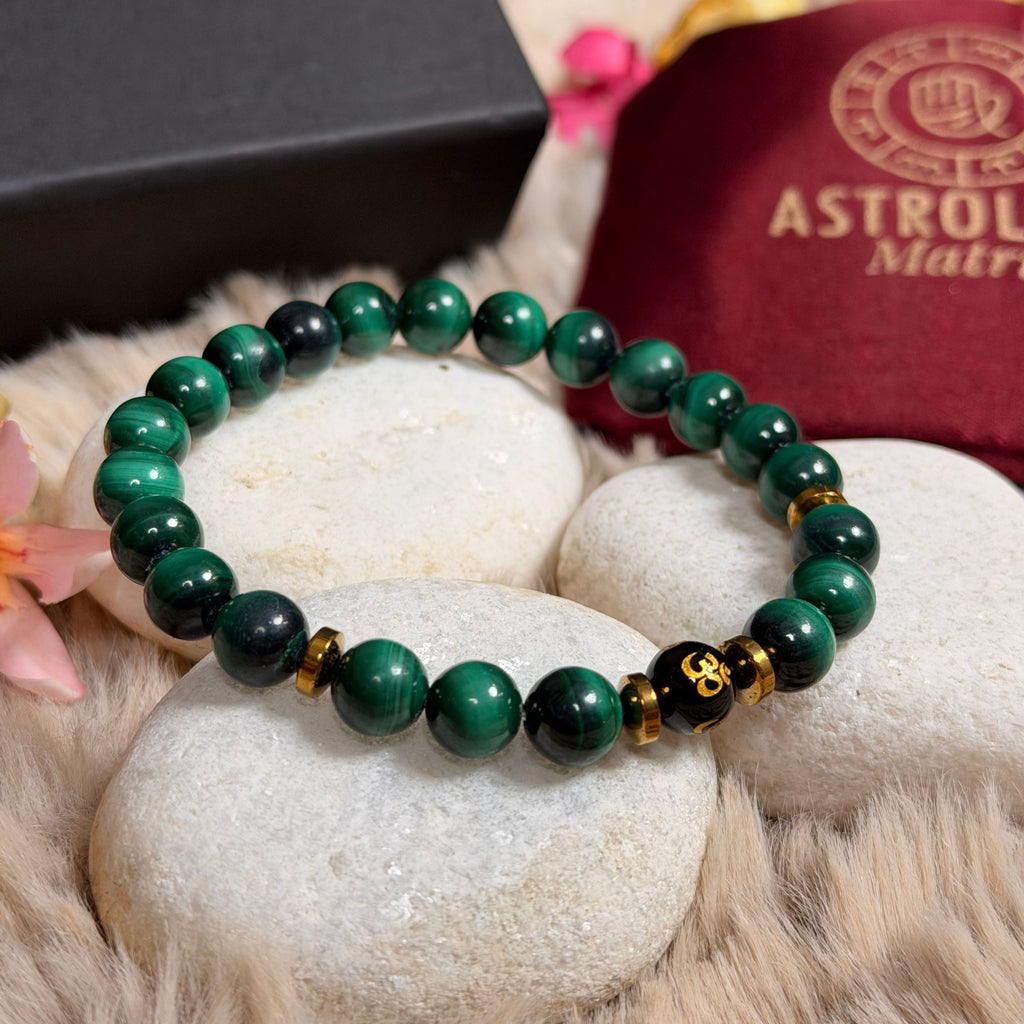 Malachite, Hematite & Om Bracelet for Personal Growth, Positivity & Protection