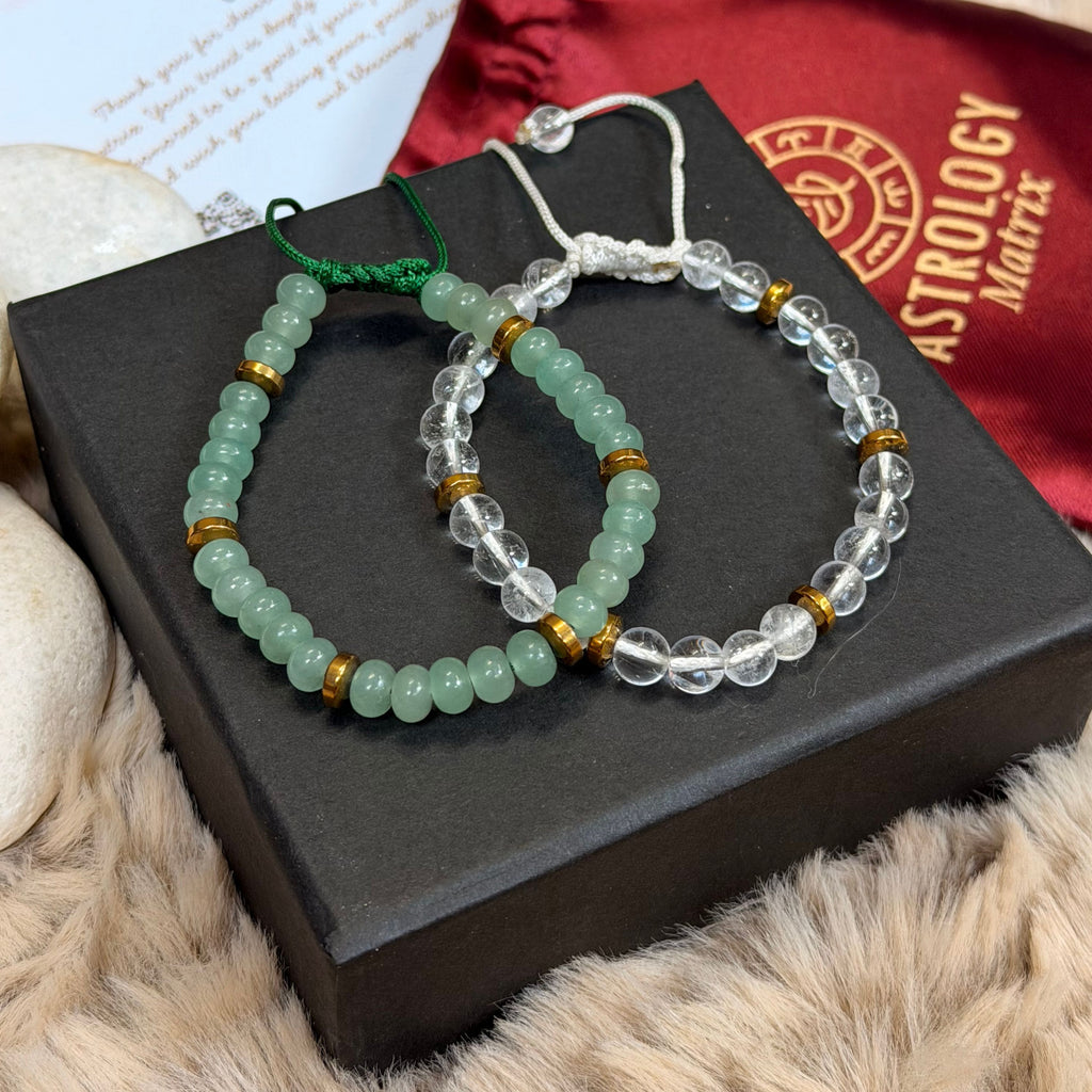 Green Aventurine & Clear Quartz Combo Bracelet for Career & Job Success