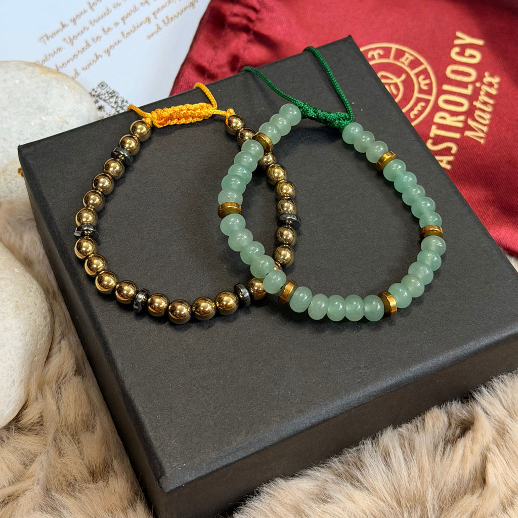 Golden Pyrite & Green Aventurine Combo for Money, Wealth & Success