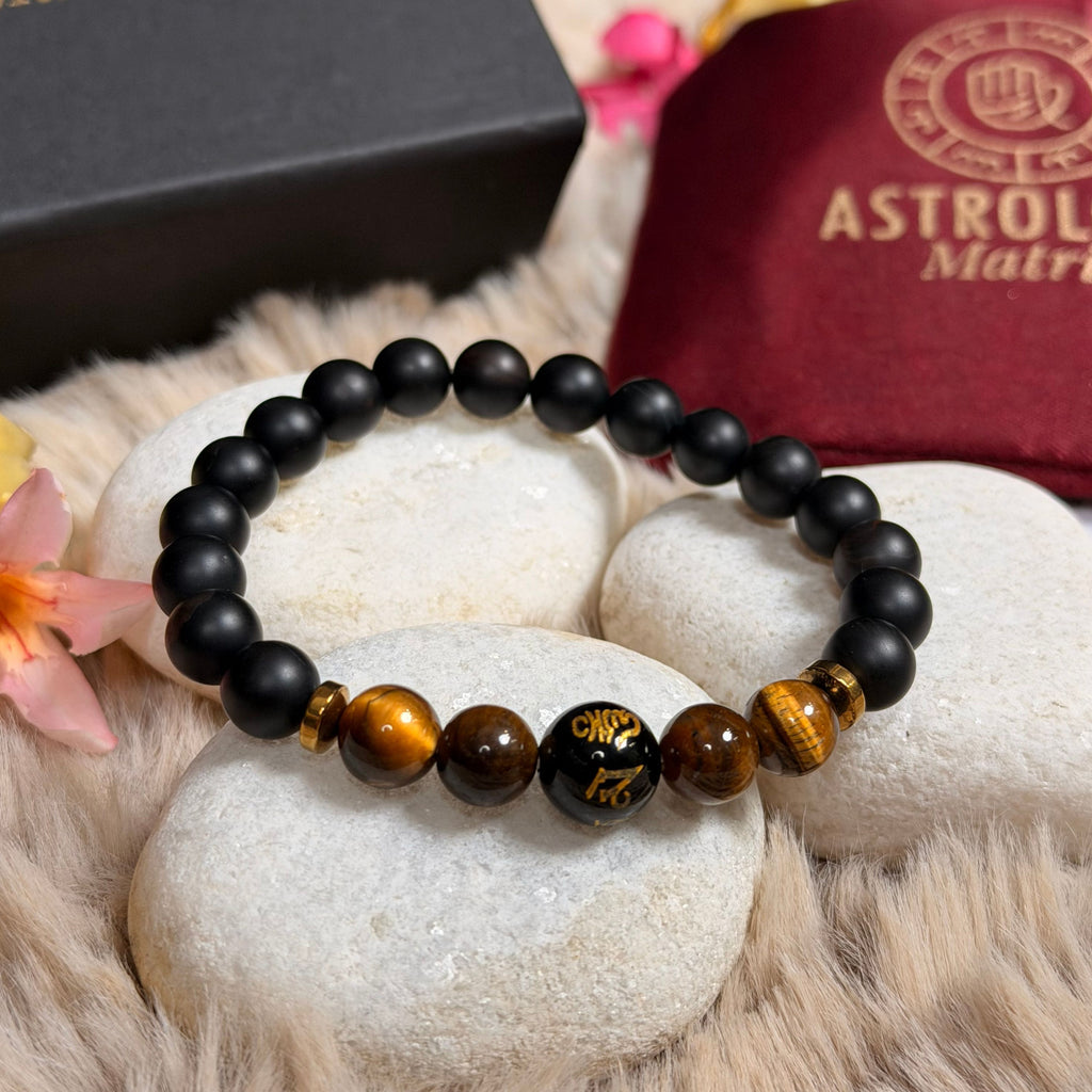 Onyx & Tiger Eye Bracelet for Strength, Stability & Self-Confidence