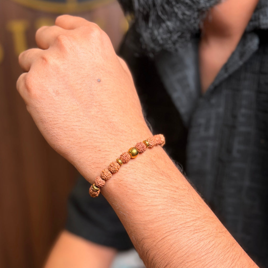 Rudraksha Hematite Bracelet for Protection, Grounding & Spiritual Strength