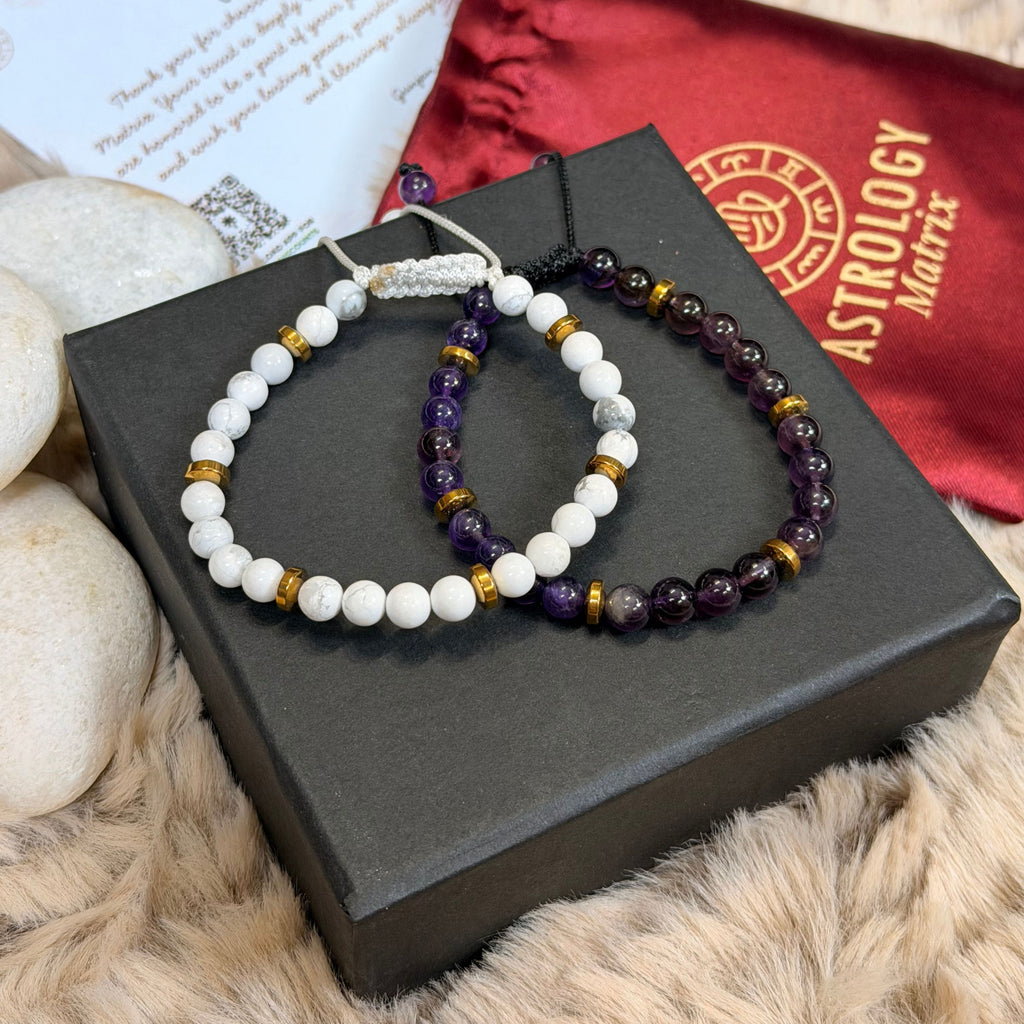 Howlite & Amethyst Combo Bracelet for Peace, Calm & Positivity