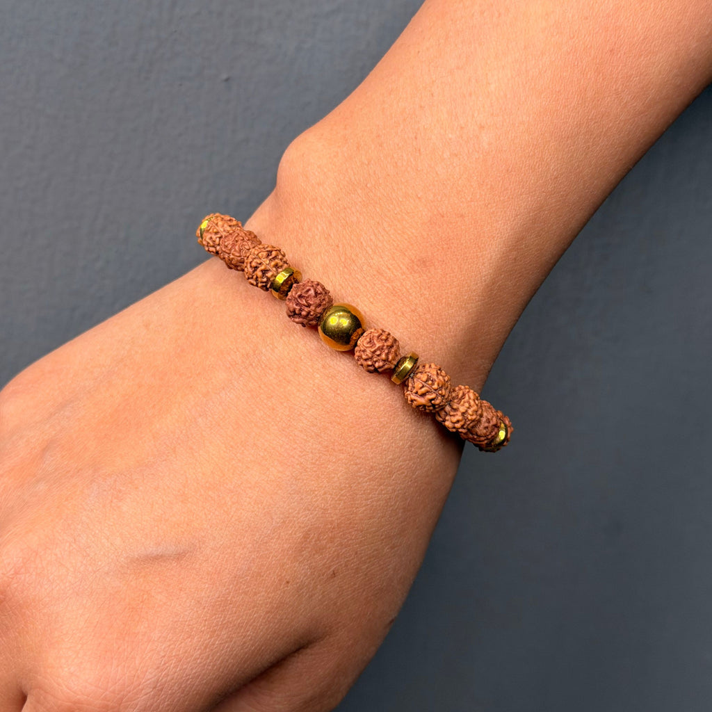 Rudraksha Hematite Bracelet for Protection, Grounding & Spiritual Strength