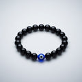 Evil Eye Bracelet with Black Obsidian 8mm | Protection & Energy Shield