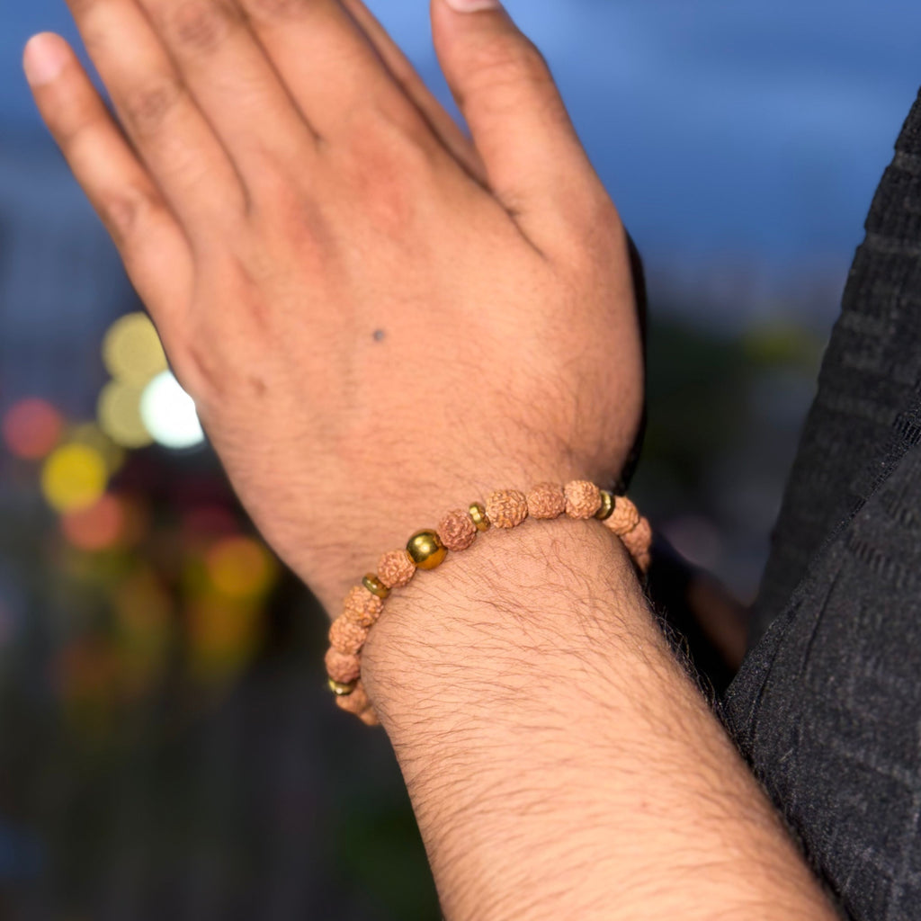 Rudraksha Hematite Bracelet for Protection, Grounding & Spiritual Strength