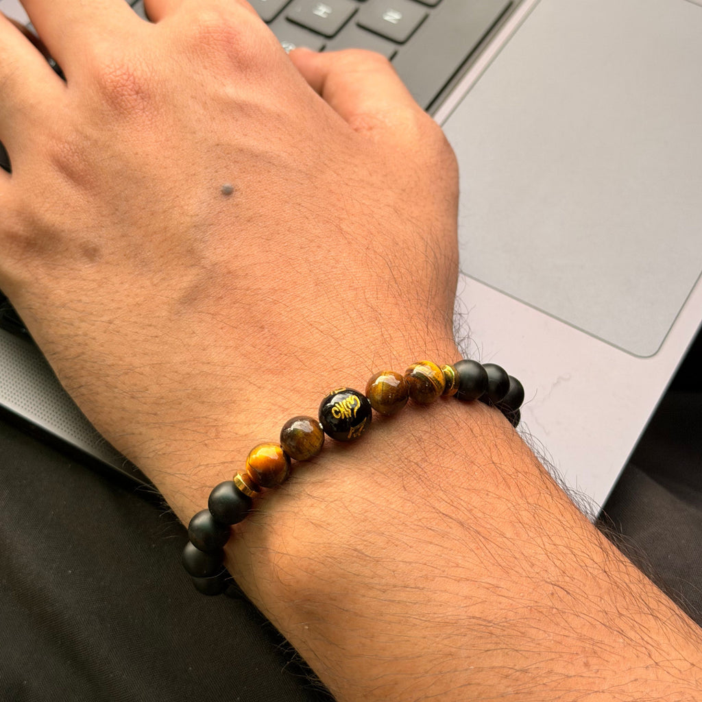 Onyx & Tiger Eye Bracelet for Strength, Stability & Self-Confidence