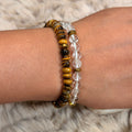 Tiger Eye & Clear Quartz Bracelet Combo for Career, Job & Success