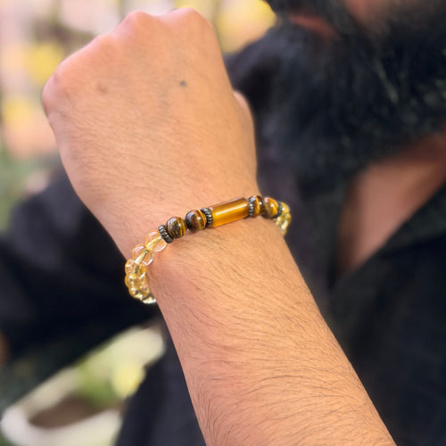 Citrine & Tiger Eye Bracelet for Wealth, Confidence & Protection