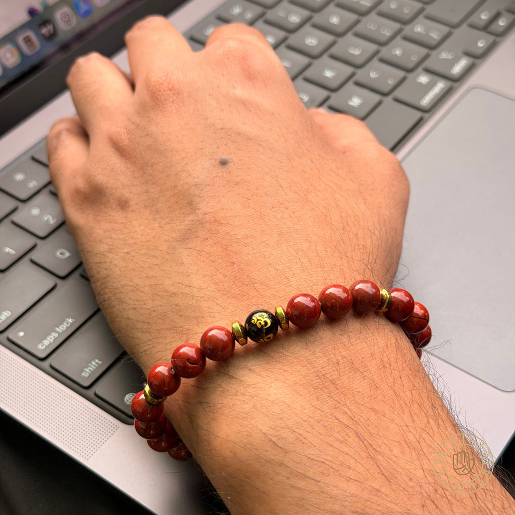 Fortune & Strength Pair – Golden Pyrite & Red Jasper Energy Bracelet