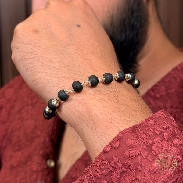 Silver Plated Karungali Bracelet for Protection, Strength & Positive Energy