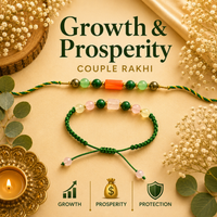Green Aventurine, Black Tourmaline  Citrine & Pyrite Rakhi Set | Growth, Prosperity & Protection