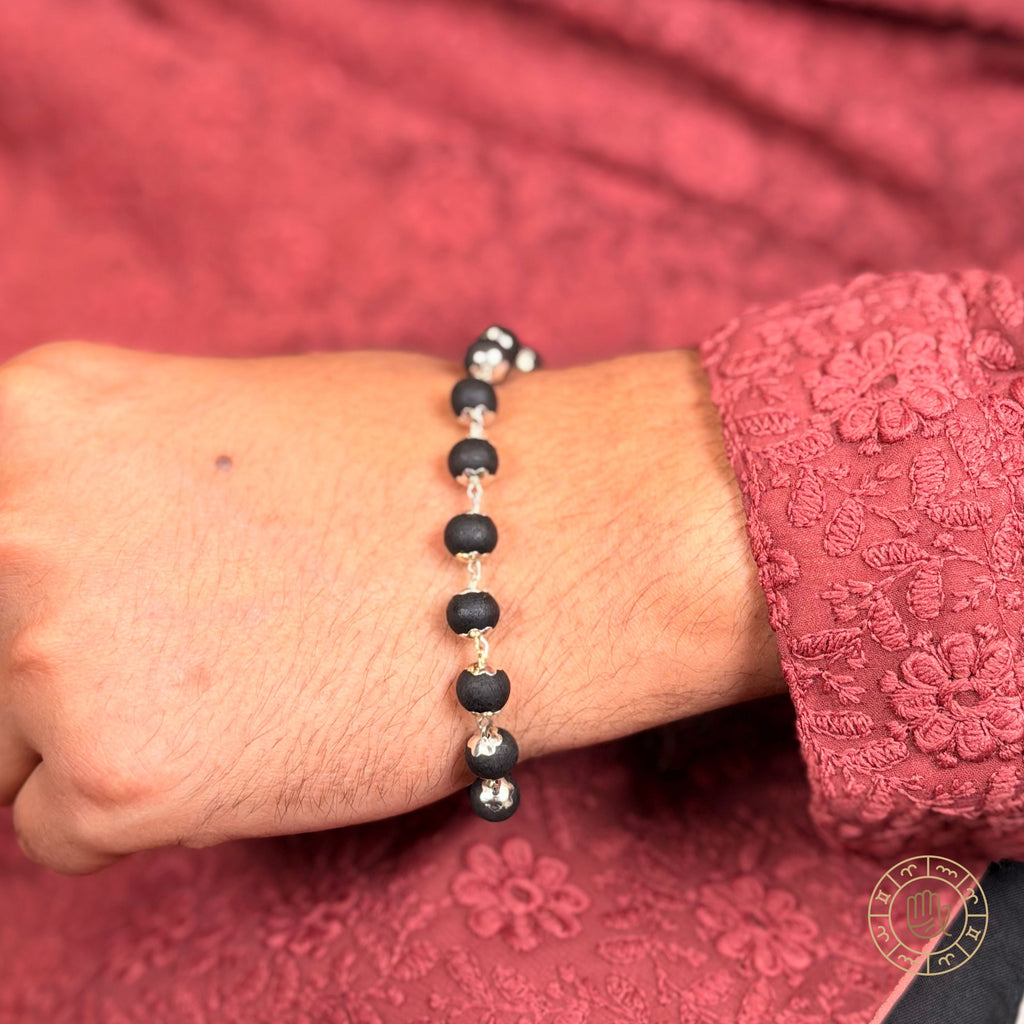 Silver Plated Karungali Bracelet for Protection, Strength & Positive Energy