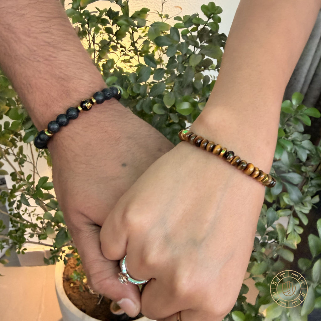 Power & Balance Couple Combo – Tiger Eye & Lava Stone Bracelet