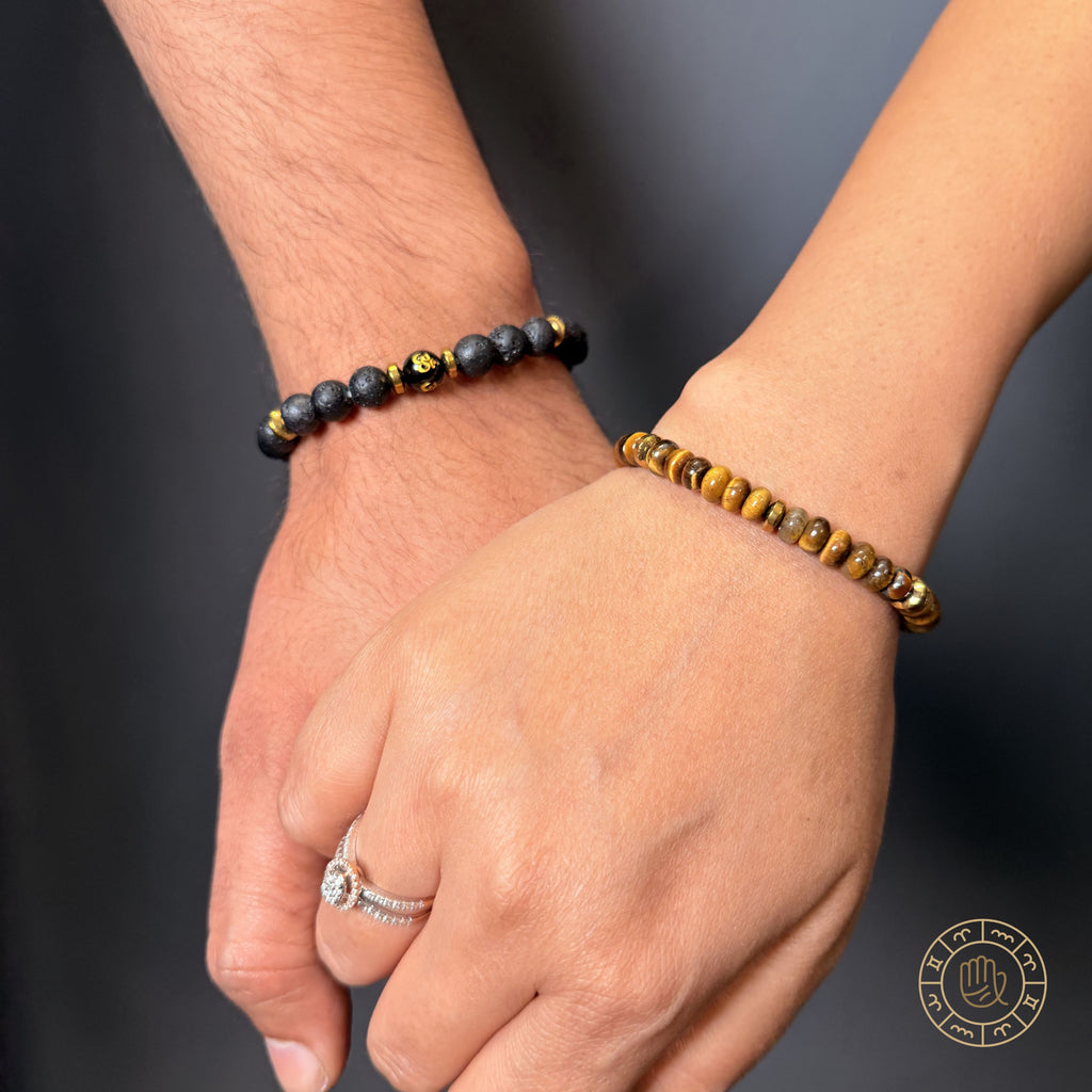 Power & Balance Couple Combo – Tiger Eye & Lava Stone Bracelet