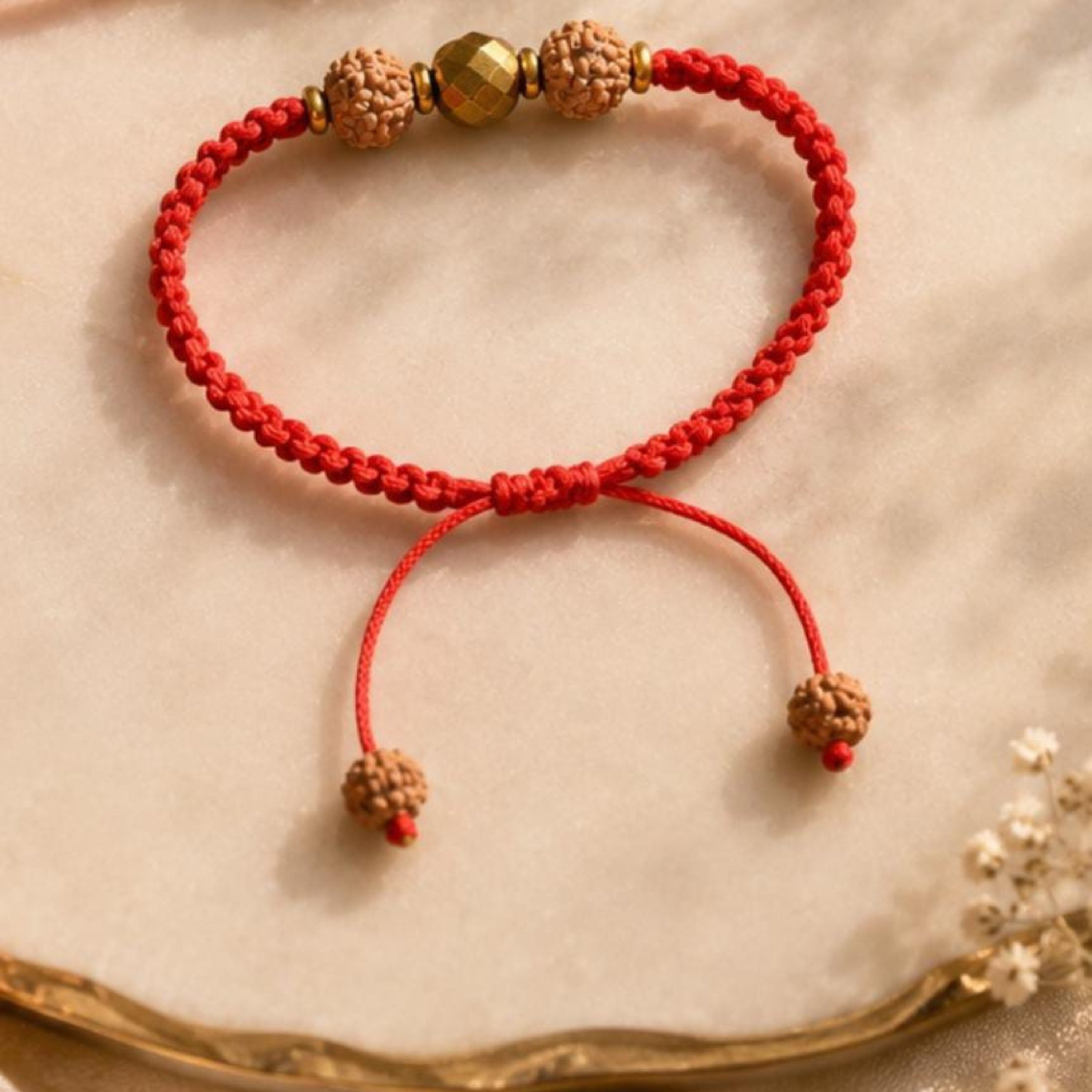 Mahakal Siddh Rudraksha & Golden Pyrite Rakhi | Protection, Prosperity & Divine Blessings