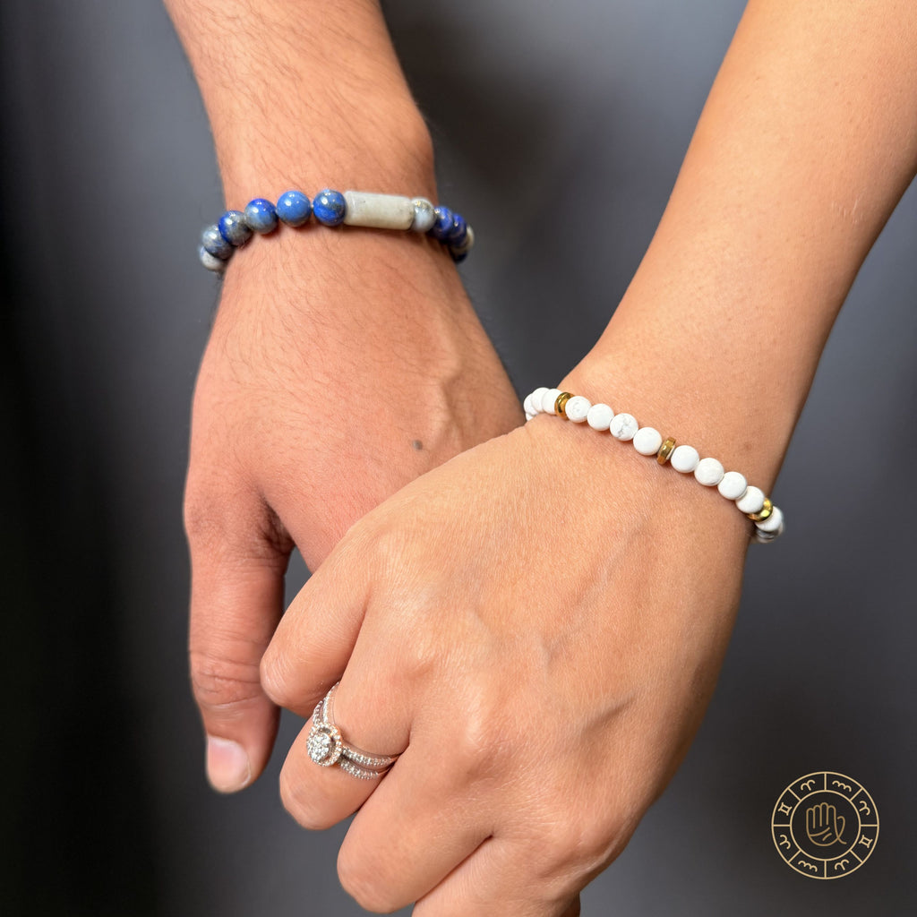 Calm & Clarity Couple Combo – Lapis Lazuli & Howlite Couple Bracelet