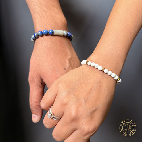 Calm & Clarity Couple Combo – Lapis Lazuli & Howlite Couple Bracelet