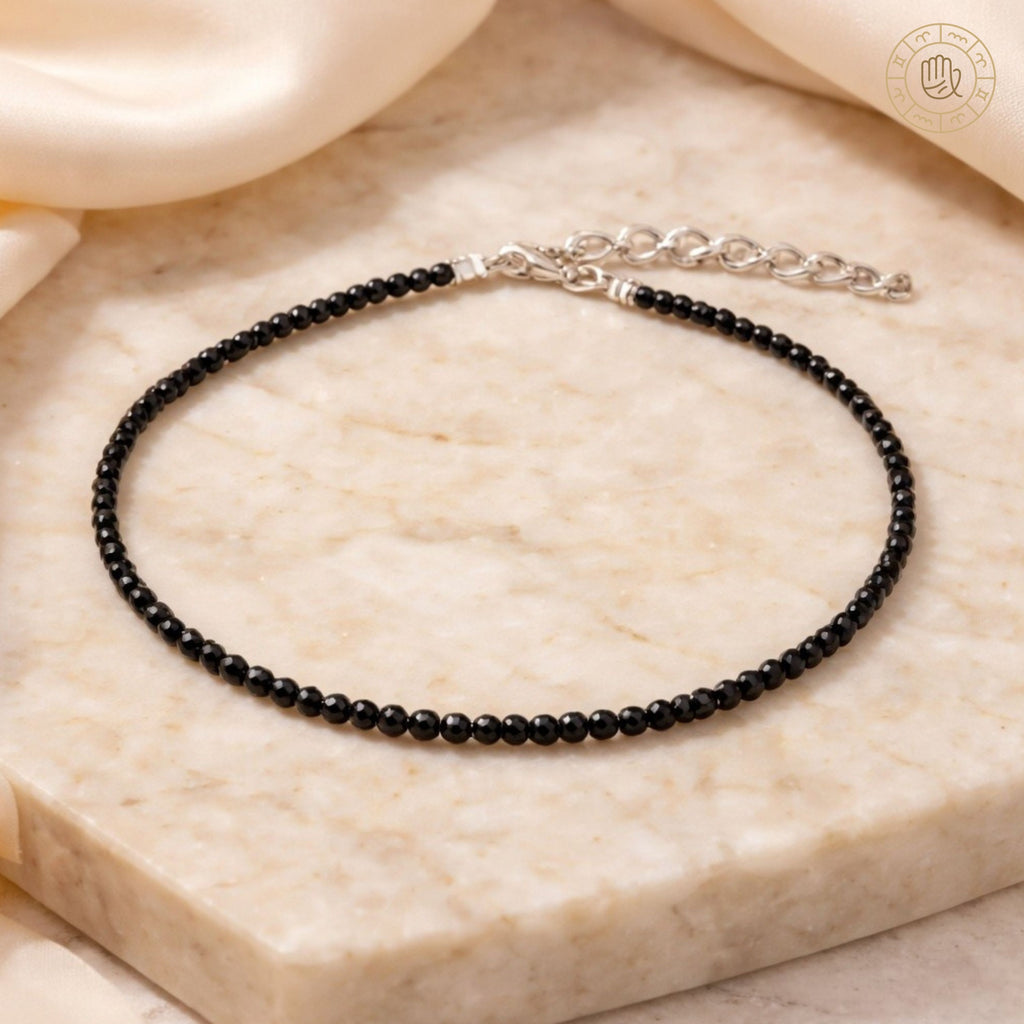 Black Tourmaline Anklet for Protection & Energy Shield