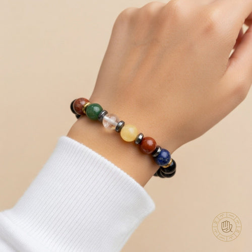 7 Chakra Bracelet with Black Tourmaline