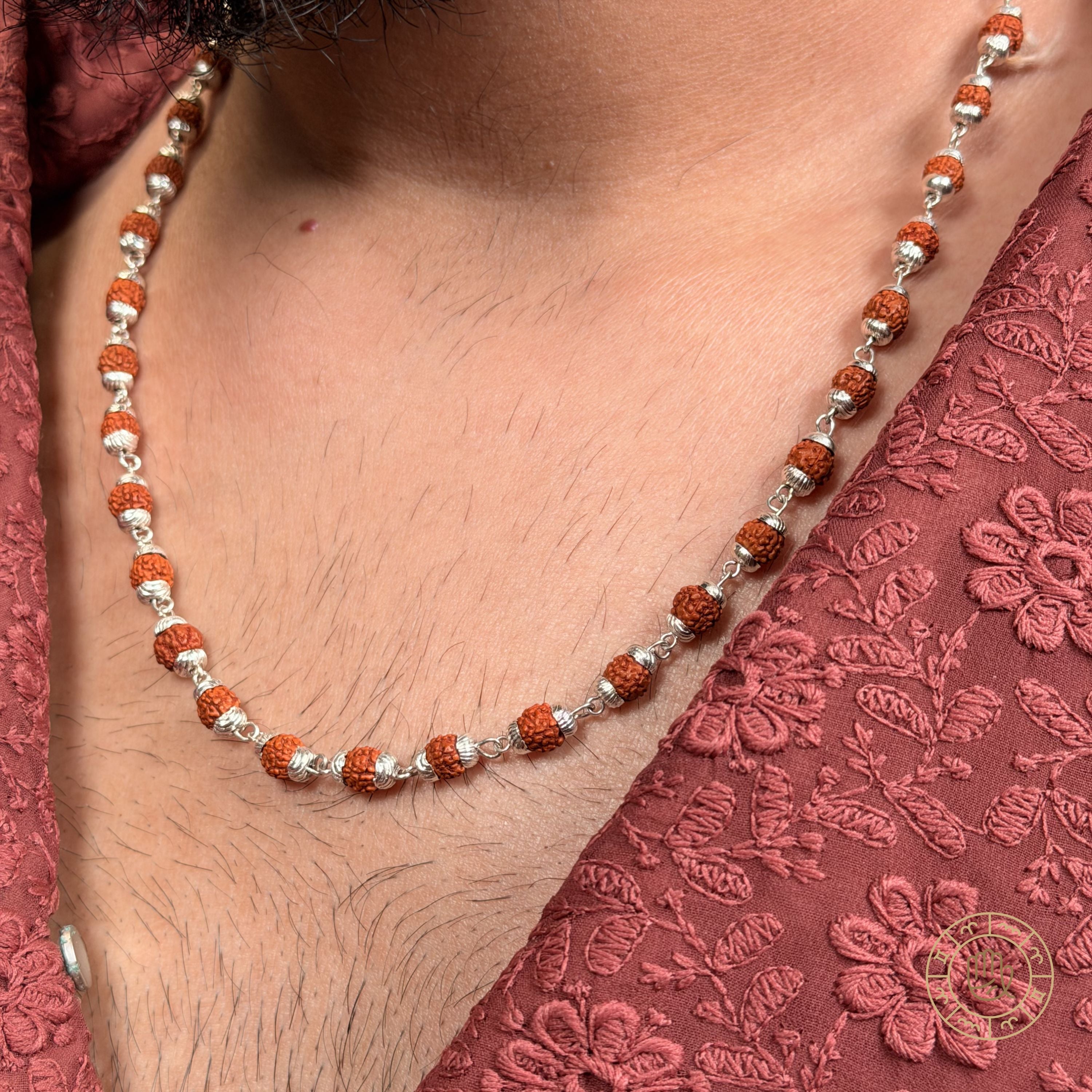 Silver Plated Rudraksha Mala for Protection, Peace & Spiritual Strength