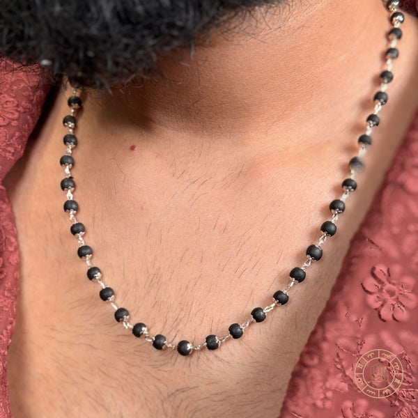 Silver Plated Karungali Mala – Power Balance for Positivity & Strength