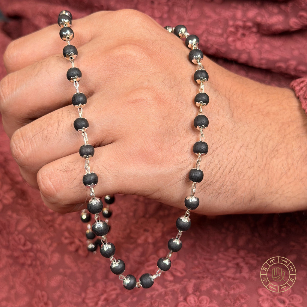 Silver Plated Karungali Mala – Power Balance for Positivity & Strength