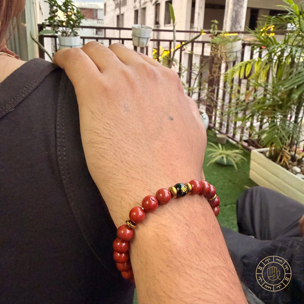 Clarity & Vital Energy Couple Duo – Clear Quartz & Red Jasper Bracelet