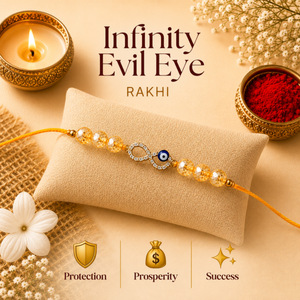Citrine Evil Eye Infinity Rakhi for Success, Positivity & Protection