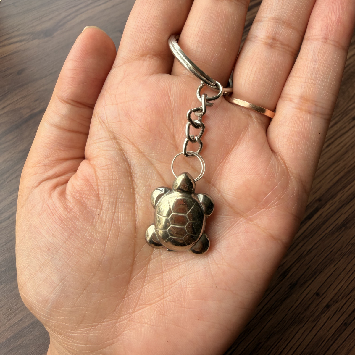 Pyrite Turtle Keychain for Wealth & Prosperity