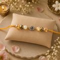 Citrine & Golden Pyrite Evil Eye Rakhi for Wealth, Protection & Success