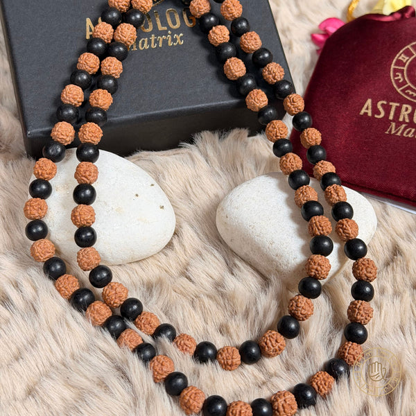 Karungali Rudraksha Mala 8mm - 108 Beads