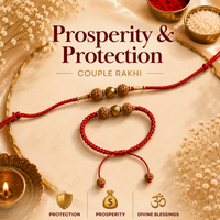 Mahakal Siddh Rudraksha & Golden Pyrite Rakhi | Protection, Prosperity & Divine Blessings