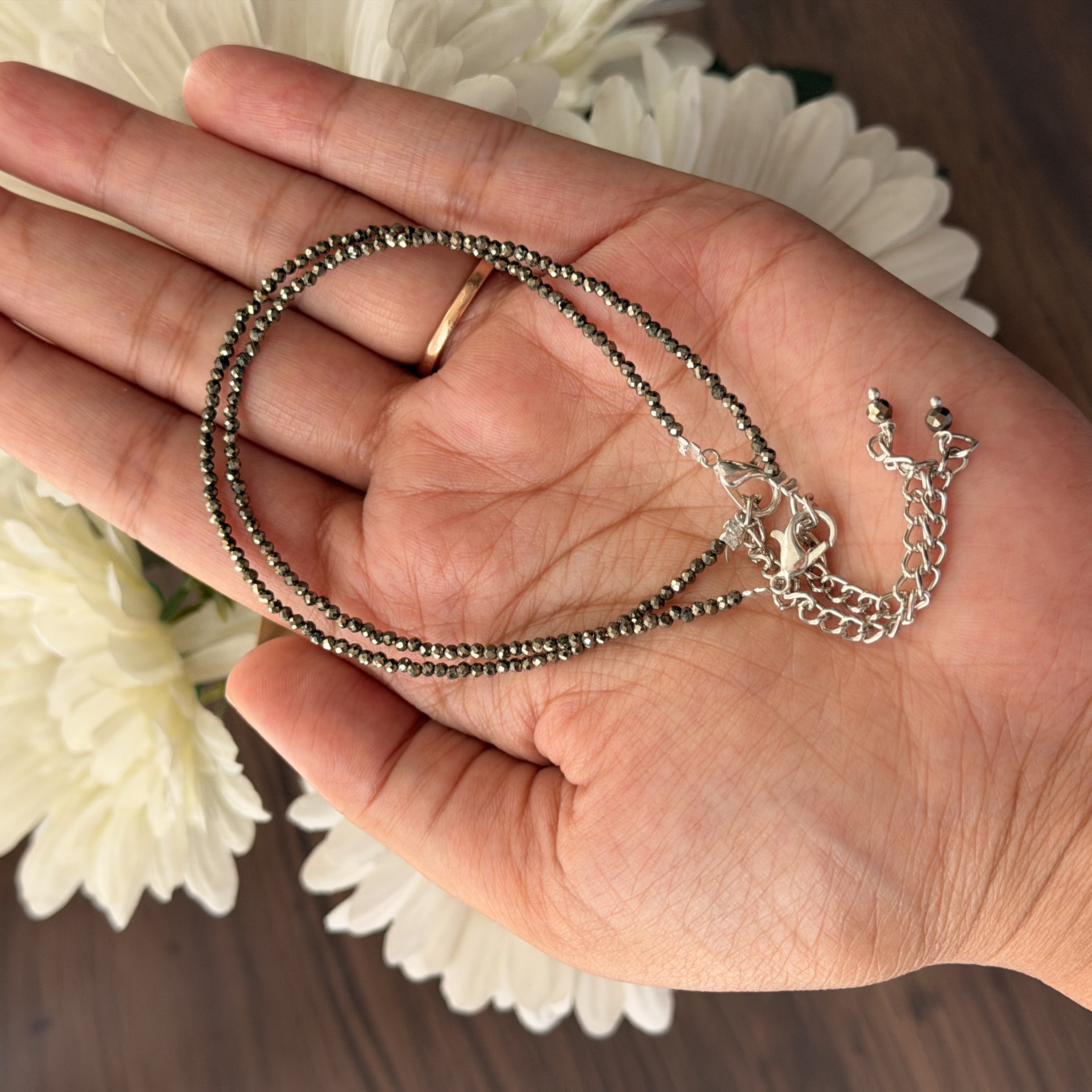 Pyrite Crystal Anklet for Wealth & Protection | Healing Anklet