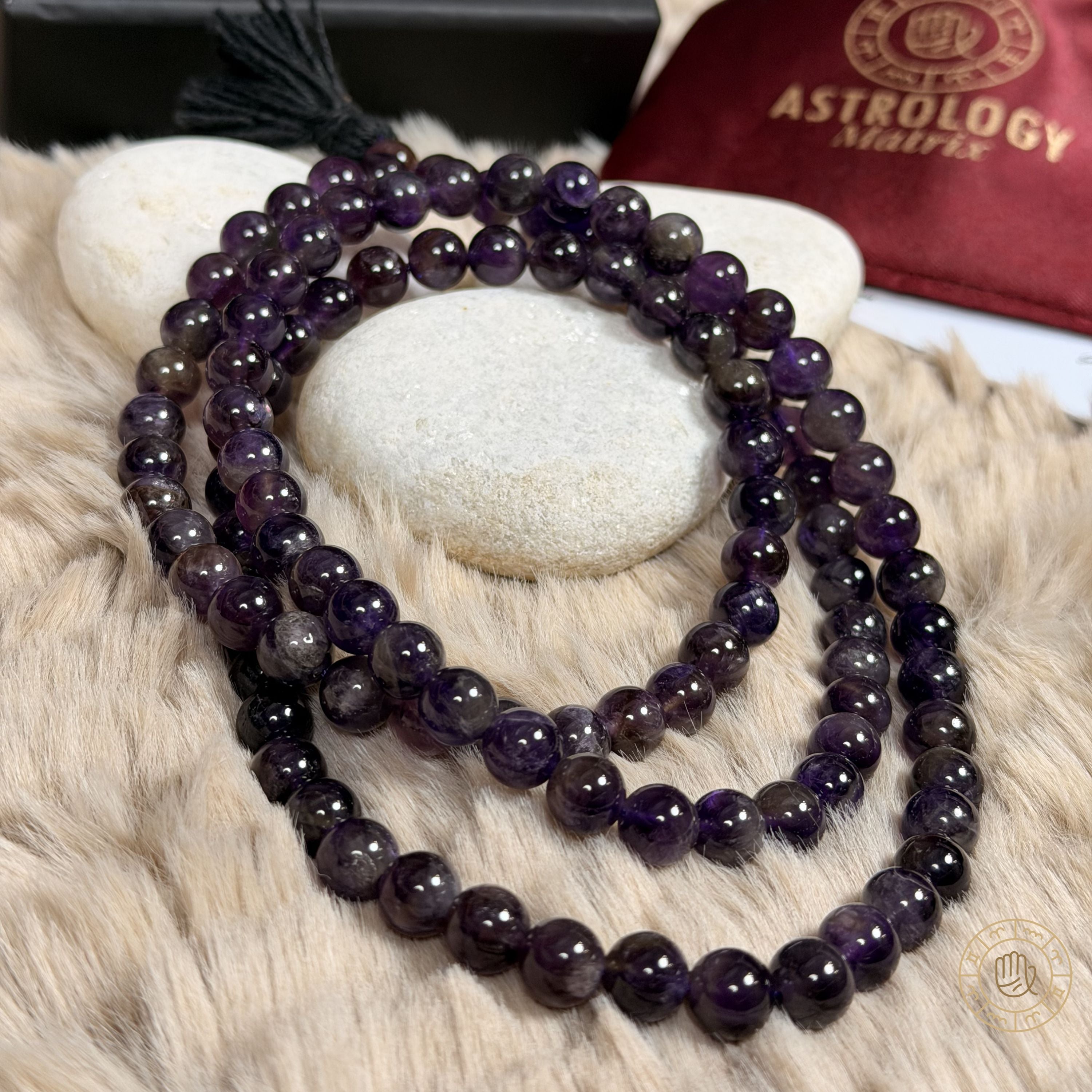 Amethyst Jaap Mala for Calm, Clarity & Spiritual Healing - 8mm, 108 Beads