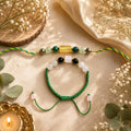 Green Aventurine, Citrine & Pyrite Rakhi Set | Growth, Prosperity & Protection