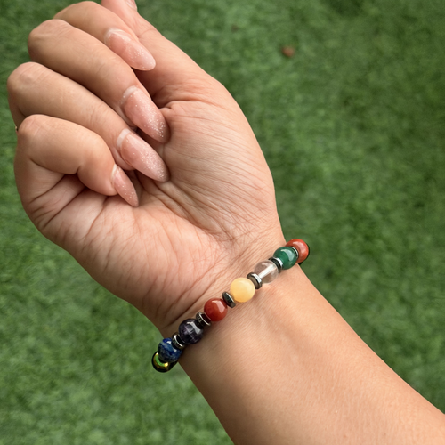 7 Chakra Bracelet with Black Tourmaline