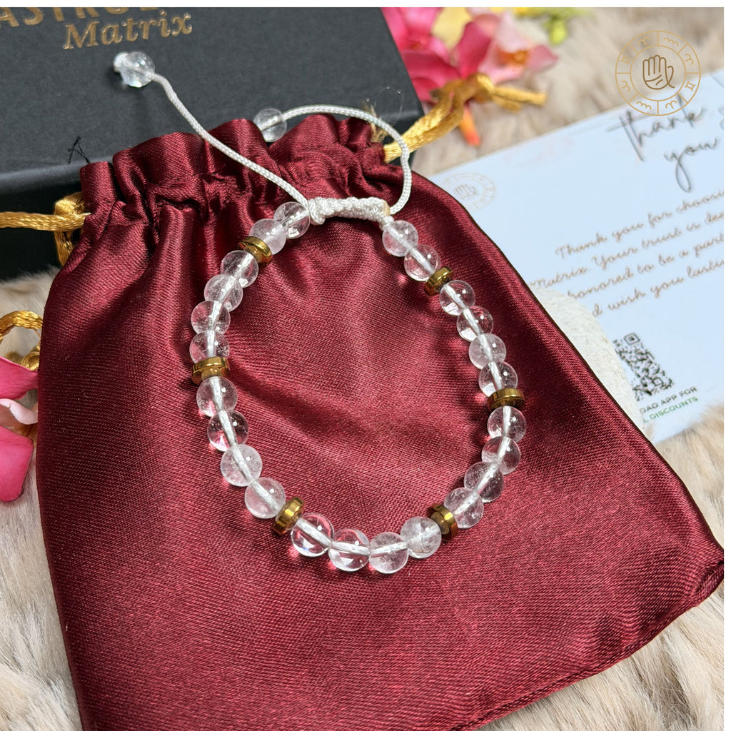 Clear Quartz Power Bracelet for Healing, Focus & Positive Energy