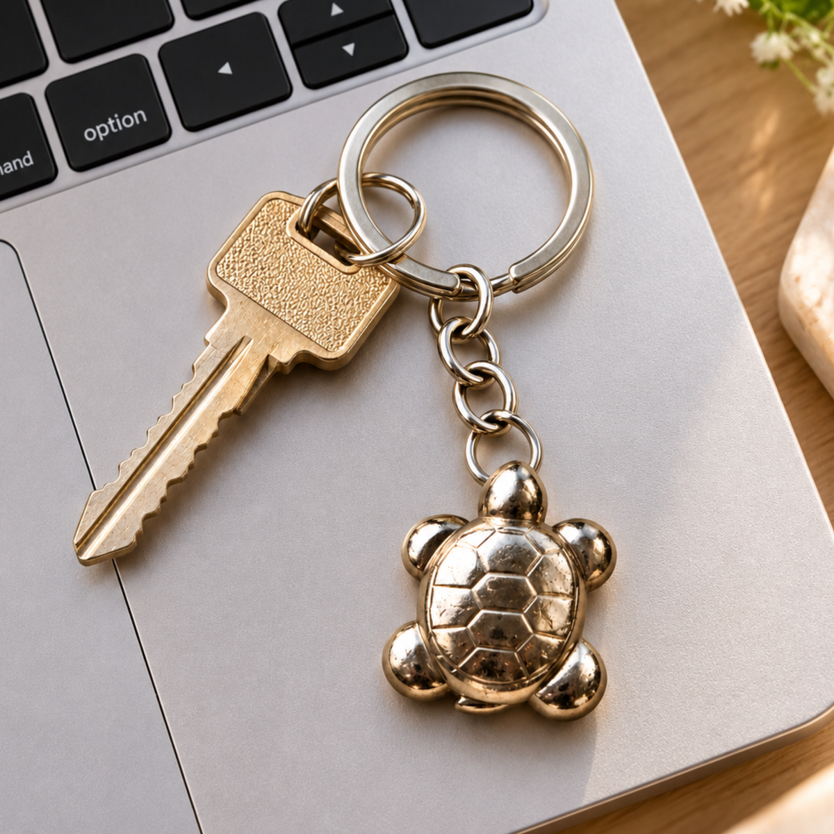 Pyrite Turtle Keychain for Wealth & Prosperity