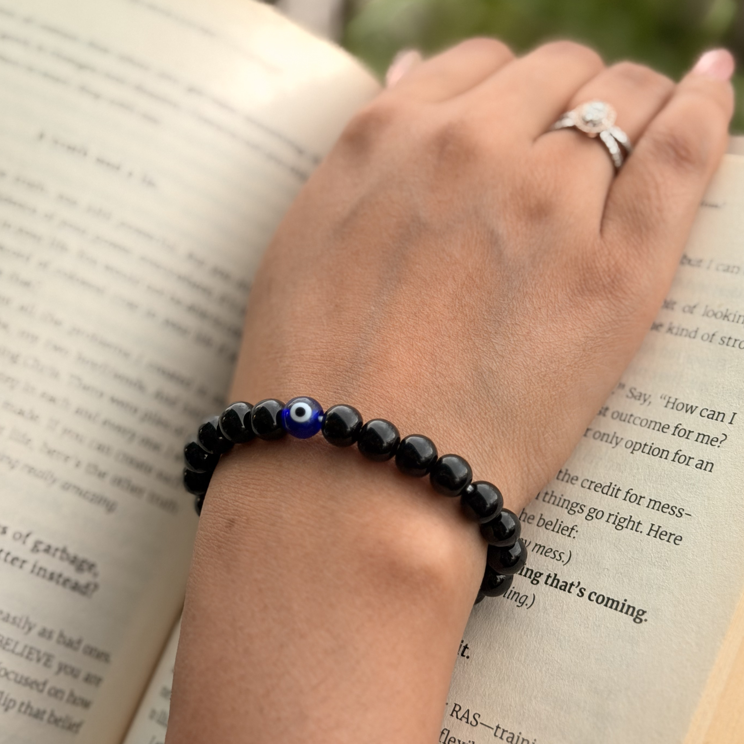 Evil Eye Bracelet with Black Obsidian 8mm | Protection & Energy Shield