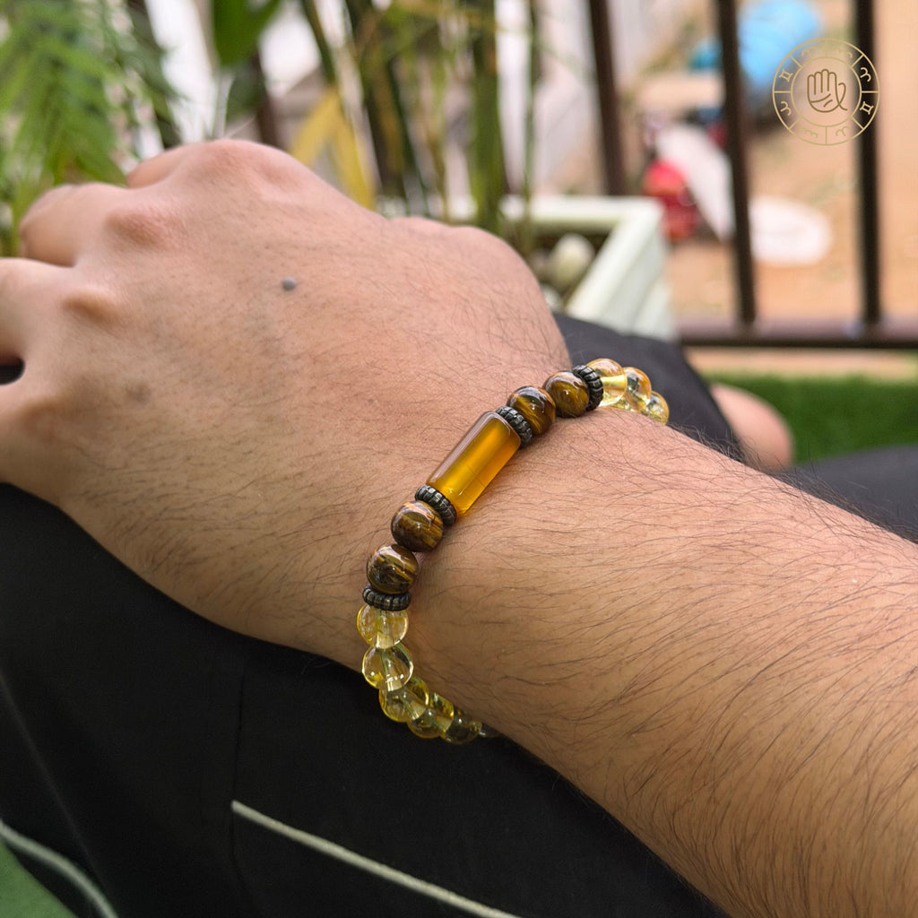 Focus & Calm Couple Set – Tiger Eye, Citrine & Amethyst Bracelet