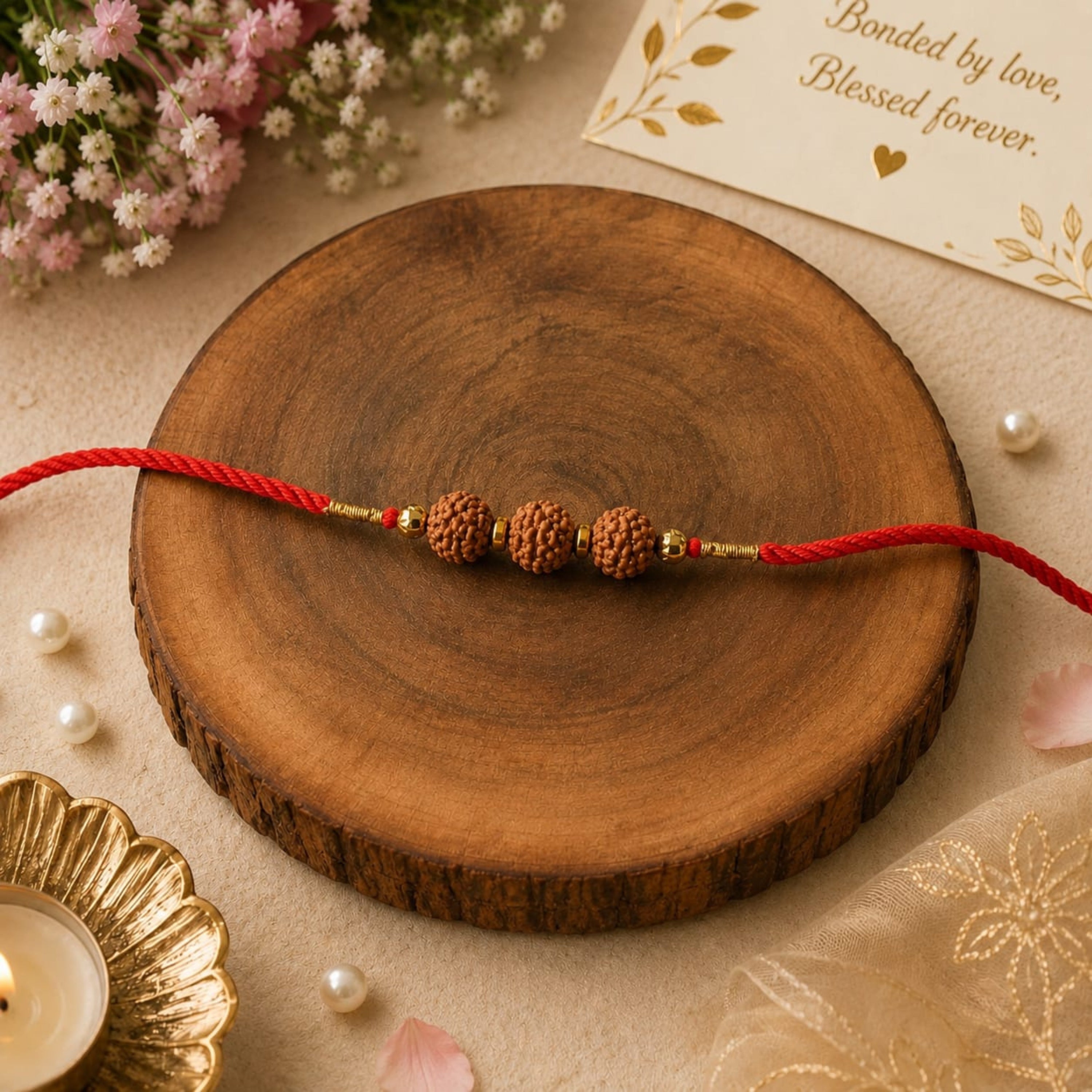 Mahakal Siddh 3 Mukhi Rudraksha & Evil Eye Rakhi Set | Protection & Divine Blessings