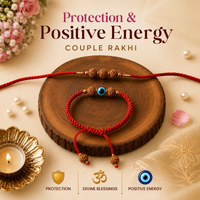 Mahakal Siddh 5 Mukhi Rudraksha & Evil Eye Rakhi Set | Protection & Divine Blessings