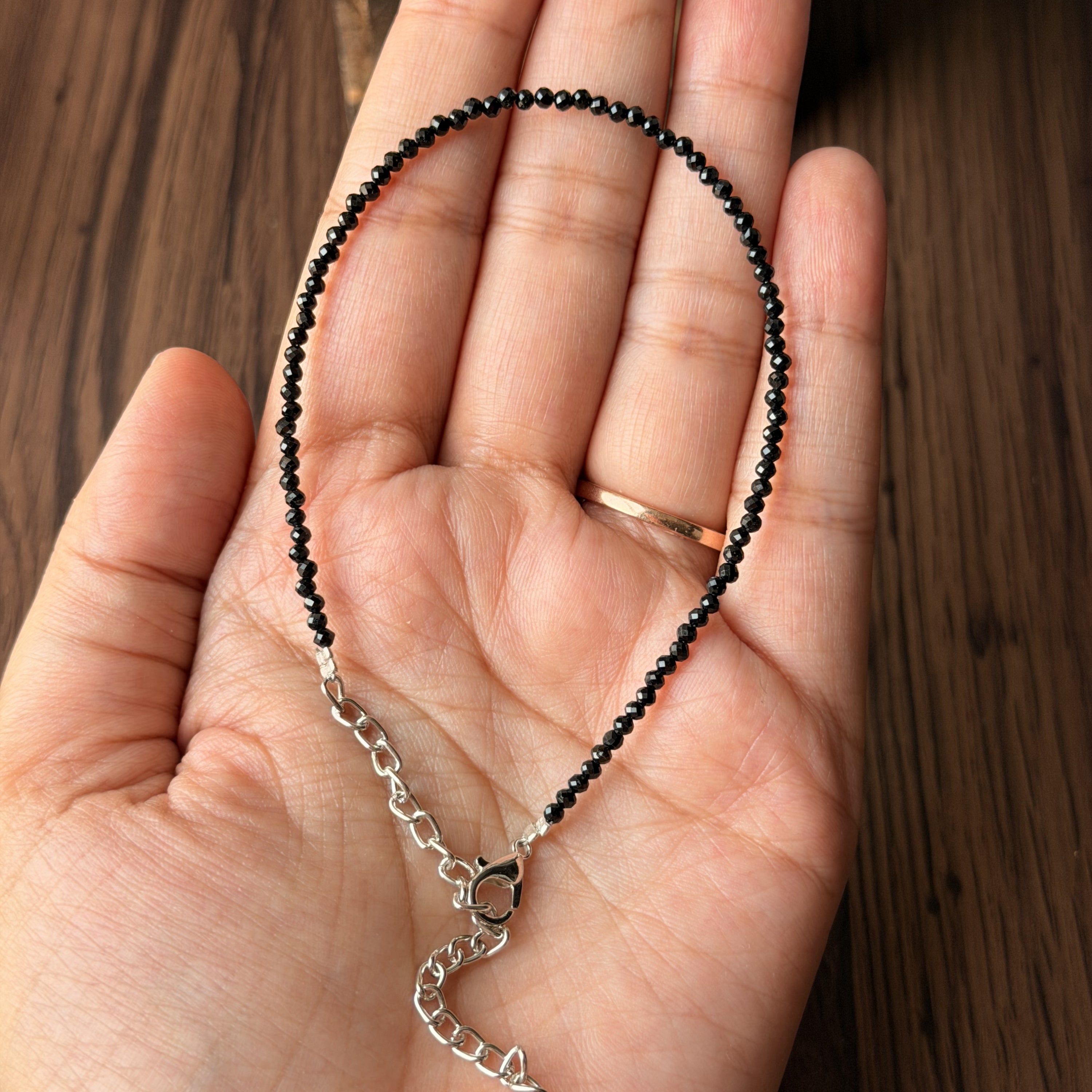 Black Tourmaline Anklet for Protection & Energy Shield