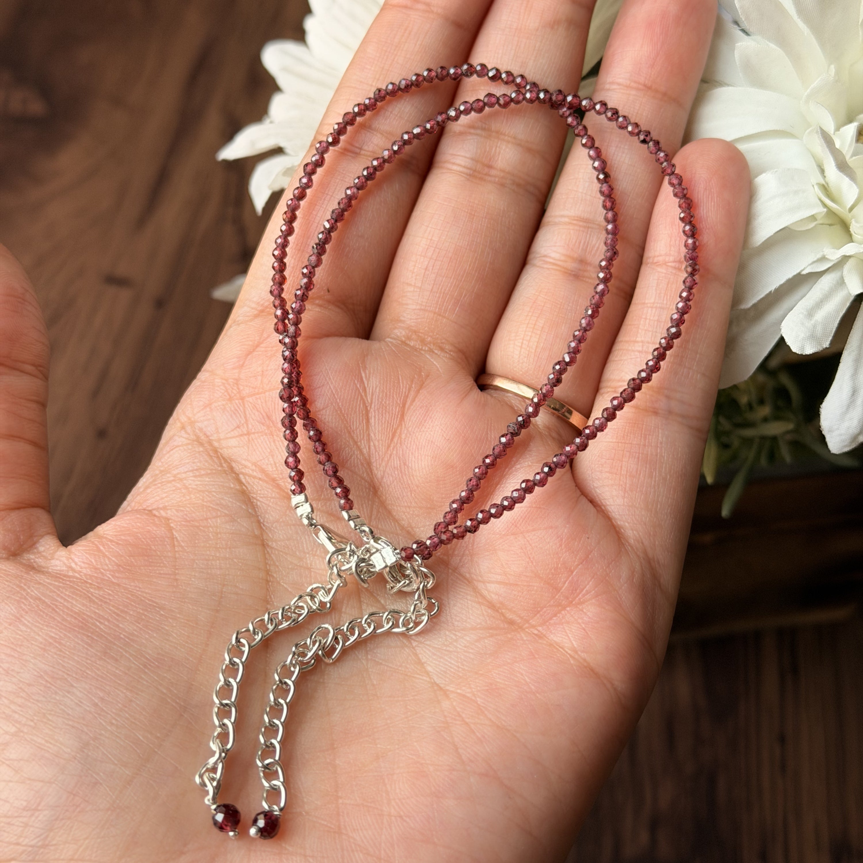 Garnet Crystal Anklet Pair for Love, Energy & Protection | Healing Anklets