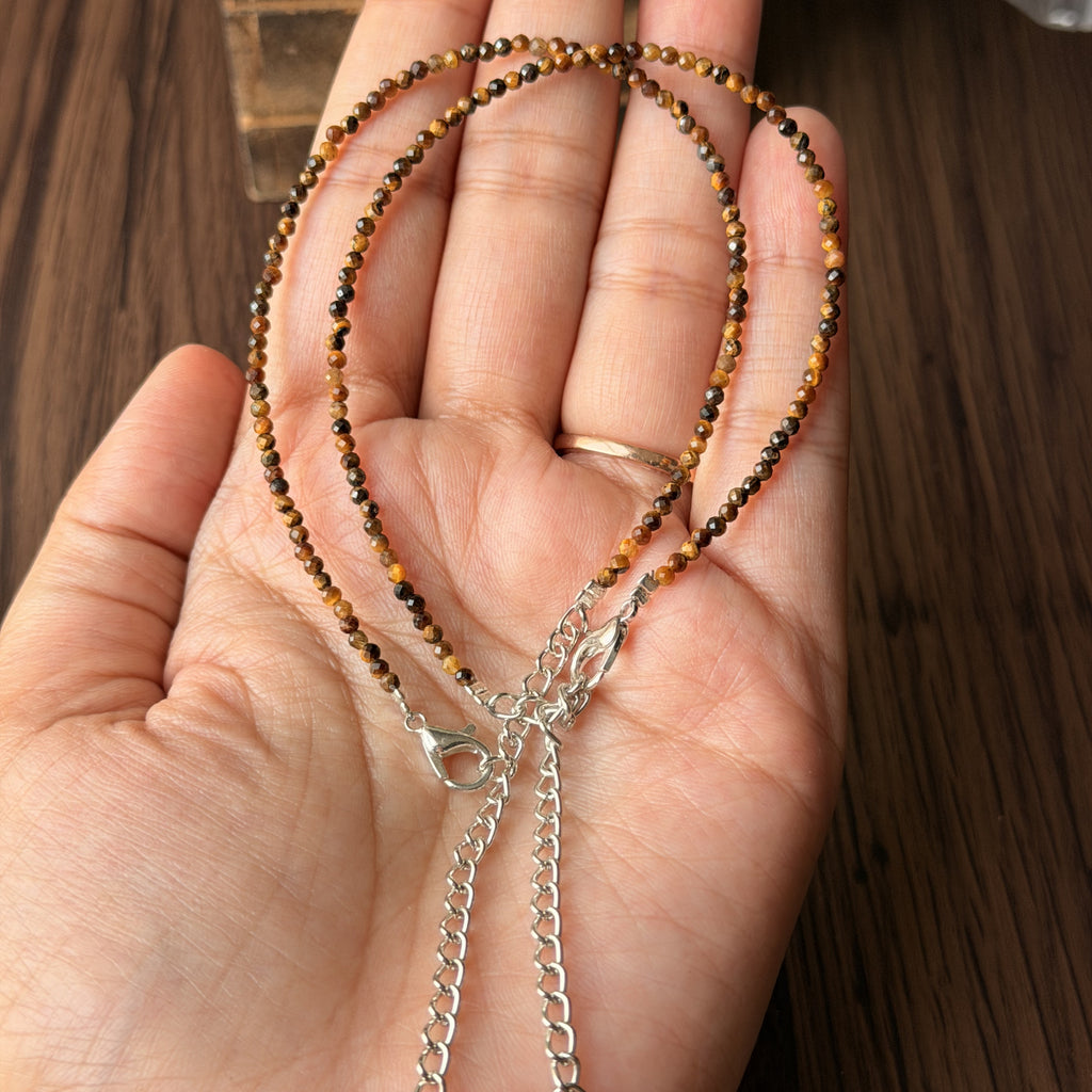 Tiger Eye Crystal Anklet Pair for Protection & Success | Healing Anklets
