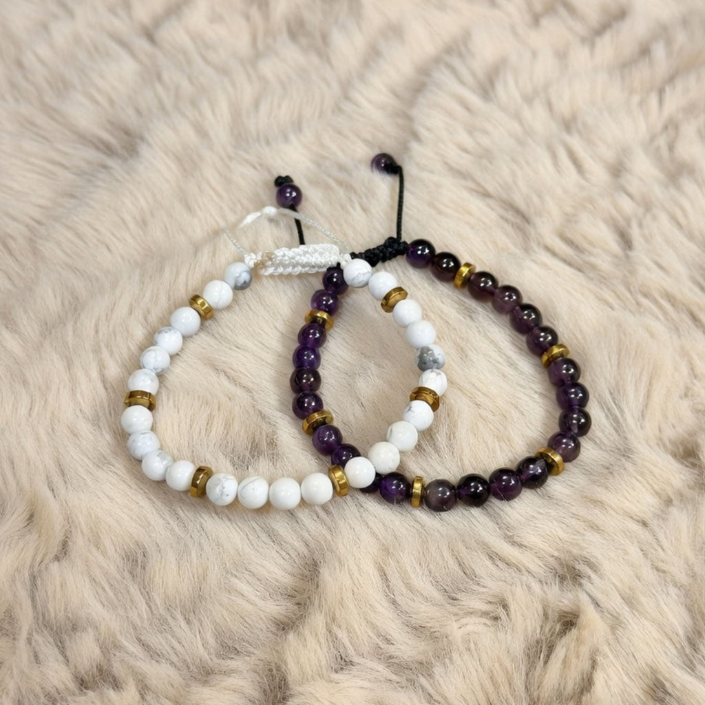 Howlite & Amethyst Combo Bracelet for Peace, Calm & Positivity