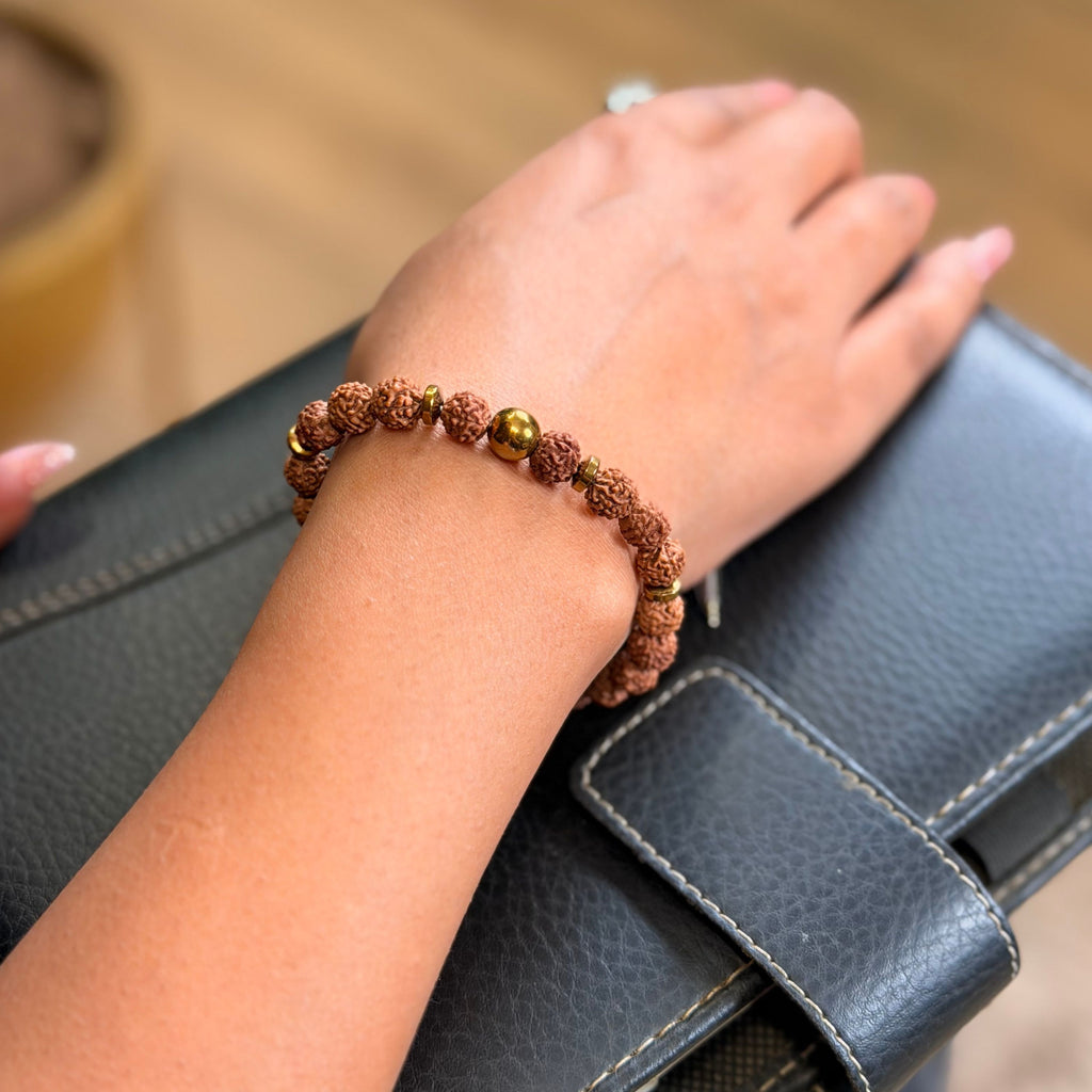 Rudraksha Hematite Bracelet for Protection, Grounding & Spiritual Strength
