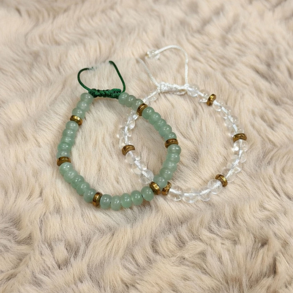 Green Aventurine & Clear Quartz Combo Bracelet for Career & Job Success