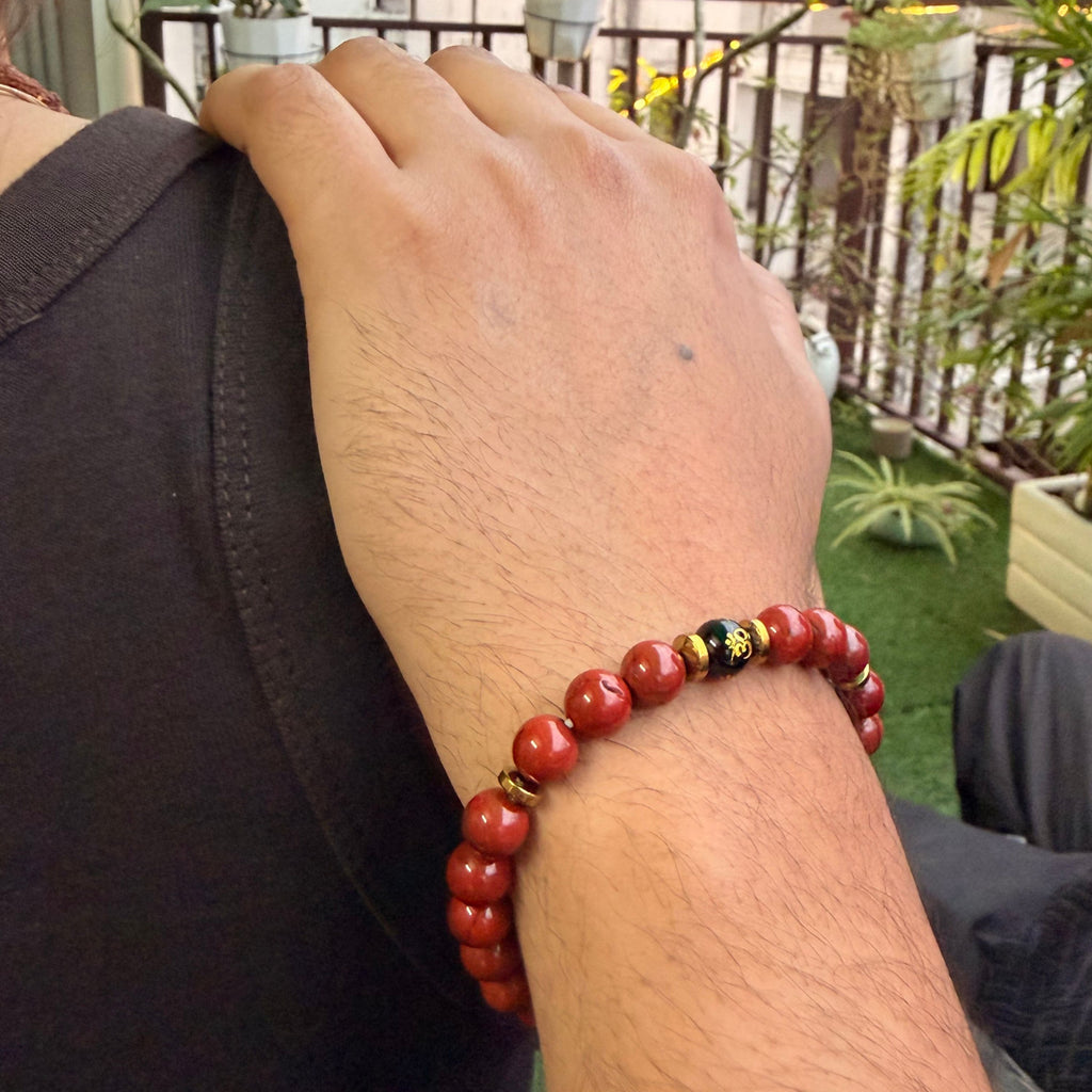 Red Jasper & Hematite Bracelet for Strength, Stability & Protection